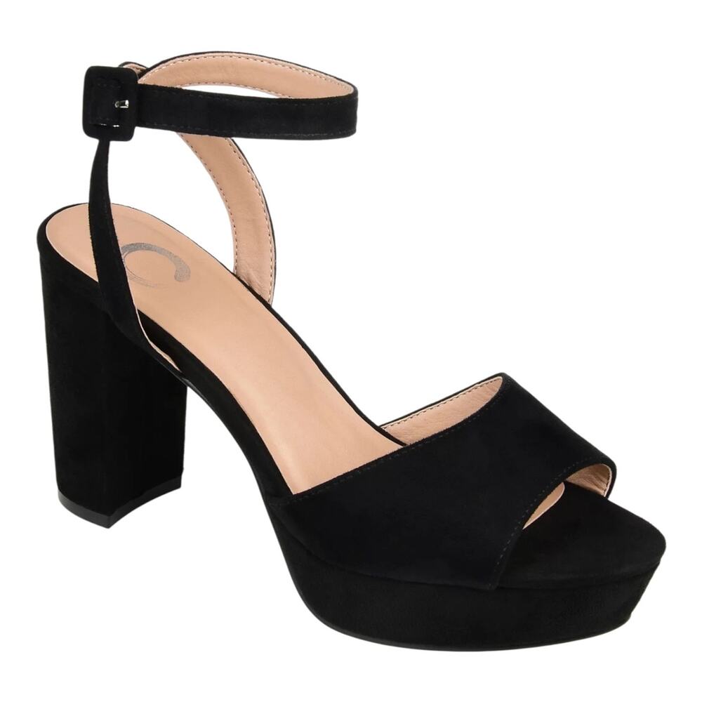 Journee Women's Nairri Platform Block Heel Dress Sandals Black Size 10 W